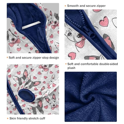 Cute Dog Bow Heart Boys Fleece Coat,Children's Zip-Up Hoodie Jacket,Baby Warm Fashion Outerwear 3-10T,A1134393