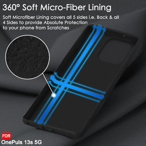 Image of TheGiftKart Liquid Silicone Back Cover Case for OnePlus 13s 5G | Soft Micro-Fibre Lining Inside | Camera & Screen Protection | Shockproof Back Cover Case for OnePlus 13s 5G (Silicone, Black)