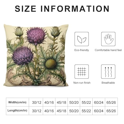 Pikweek Throw Pillows Cover Green Curl Scottish Thistle Flower Round Leaf Nature Purple Scotland Heraldic Pattern British Celtic Cushion Case For Fall Home Decor 18X18In thumb #4