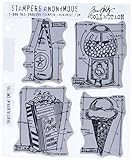 Stampers Anonymous Tim Holtz Cling Rubber Stamp Set, 7-Inch by 8.5-Inch, Treats Blueprint