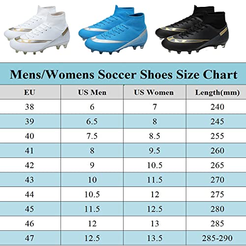Bgmrun Soccer Shoes For Men/Women,Turf Soccer Cleats For Boys Youth,Fg/Ag High-Top Spikes Football Shoes For Unisex, Professional Training/Indoor/Outdoor Competition/Athletic Sneakers C White #TOP4