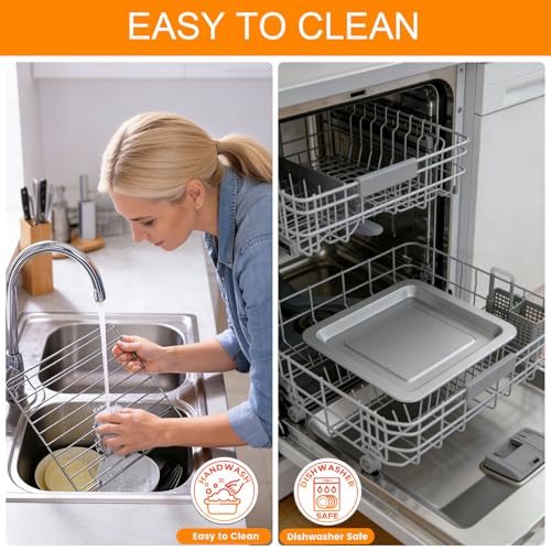 Image of Toaster Oven Accessories for Hamilton Beach Easy Reach 4 Slice Countertop Toaster Oven, 10.9x9.2 IN Food Grade Stainless Steel Toaster Oven Replacement Parts Sheet Pan Tray Rack, Dishwasher Safe