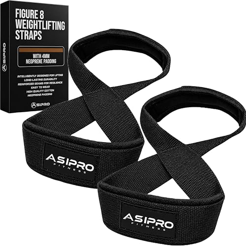 ASIPRO Figure 8 Lifting Straps Gym Padded for Men & Women Gym Deadlift Straps Figure 8 for Weightlifting Strongman & Cross Training Weightlifting Strap Heavy Duty