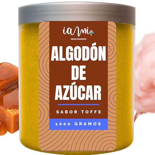 IAMI Azúcar para Nubes de Algodón – Ideal para Máquinas de Algodón de Azúcar – Sabor Intenso y Dulce – Perfecto para Fiestas, Ferias y Eventos Infantiles (Toffe)