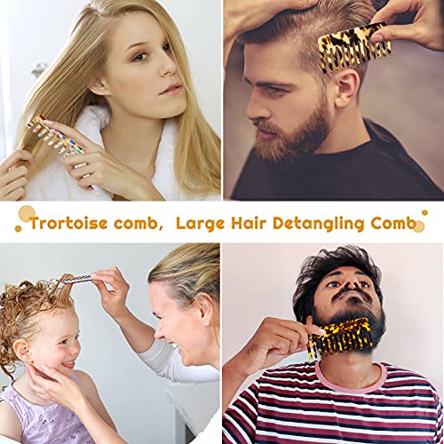4 Pieces Hair Combs For Women Wide Tooth Tortoise Comb For Curly Long Hair Detangling Comb Leopard Pocket Comb Wet And Dry Hair Comb French Hair Tangle Comb For Thick Curly Hair #TOP6