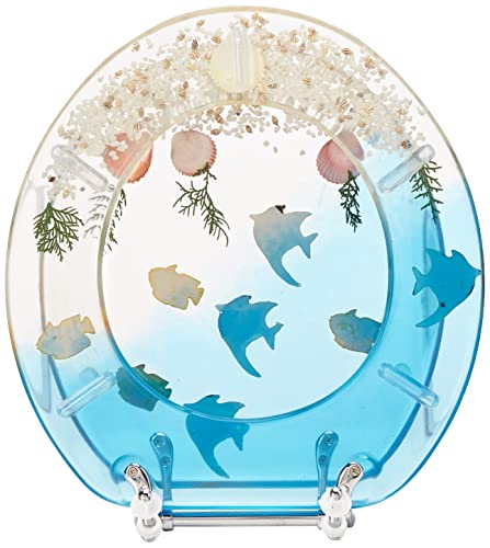 BH Home & Linen Daniel's Bath & Beyond Polyresin Round Fish Aquarium Toilet Seat, 17", Blue - Image 2