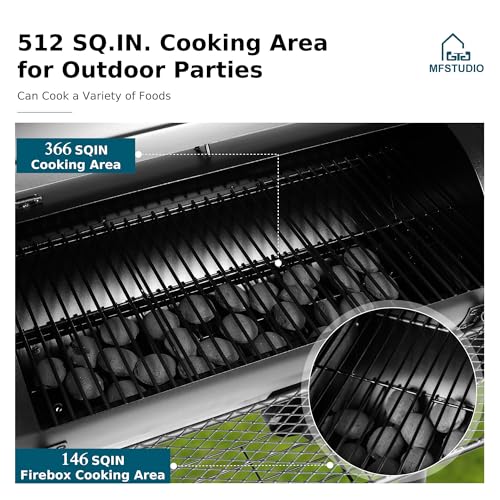 MFSTUDIO-Heavy-Duty-Charcoal-Wood-Offset-Outdoor-Smoker-Grill-Charcoal-Grill-with-Smoker-Combo-for-BBQ-Grilling-512-SQIN
