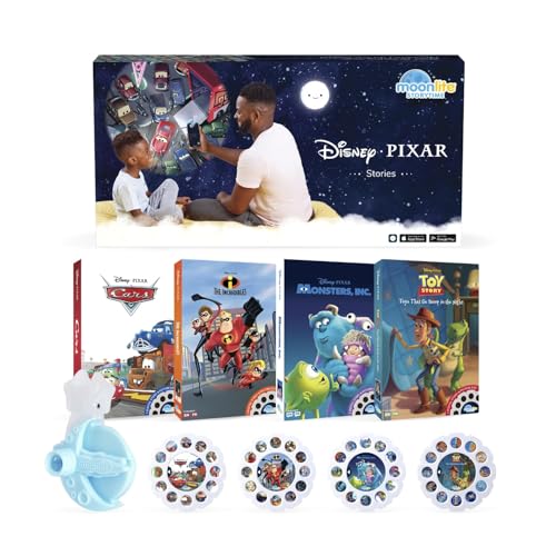 Moonlite Storytime Starter Pack with Smartphone Projector, Picture Disc and Four Stories, Ideal for Bedtime, Storytime, Family Travel and Thoughtful, Disney Pixar