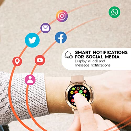 Image of Maxx SX25 Pro Smart Watch 1.28-inch-Fitness Tracking, Bluetooth Call, Music Playback, IP67 Waterproof, 5.0+4.0 Bluetooth, VC32S Heart Rate Monitor, 100+ Sports Modes, Extended Battery Life (Rose Gold)