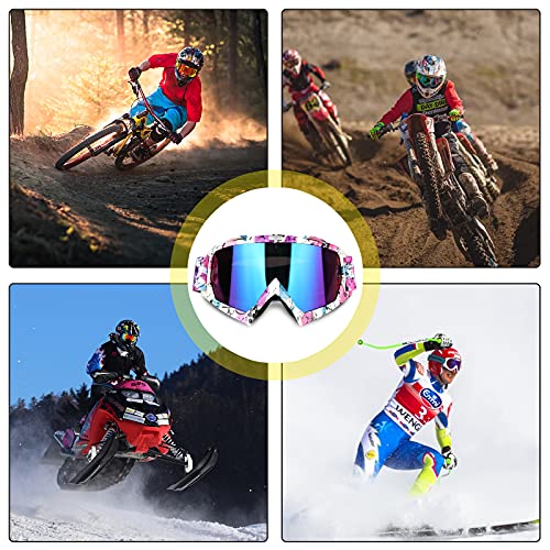 Adcgank Pink Atv Goggles Motorcycle Motocross Dirt Bike Mx Off Road Over Glasses Tear Off Ski Goggles For Woman Girls Purple #TOP7