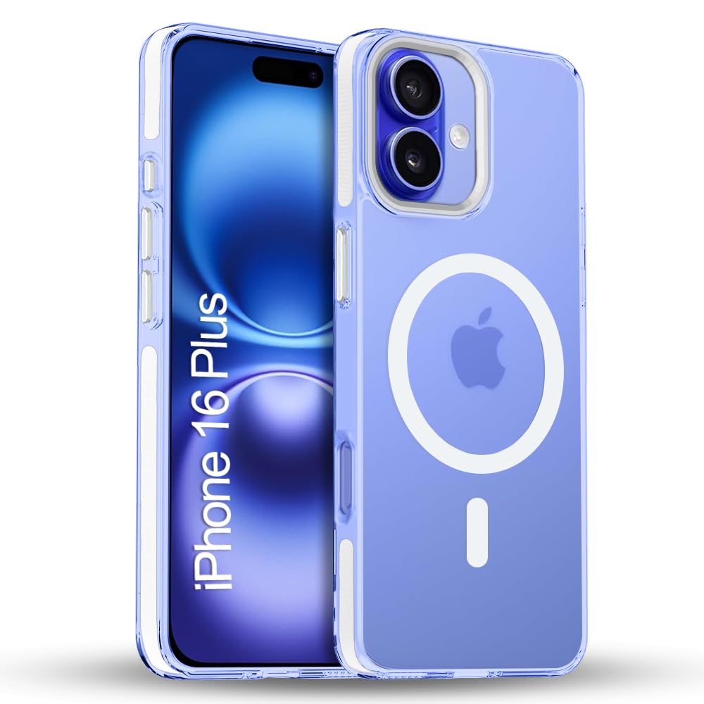 SNAPWAVE iPhone 16 Plus Crystal Grip Case | Shock Proof & Scratch Resistant | Magsafe Wireless Charging Cover for Apple iPhone 16 Plus | Sleek Hard Crystal Cover (Premium-White)