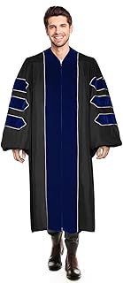 Unisex Deluxe Doctoral Graduation Gown, Doctoral Regalia Gown with Gold Piping - Buy now