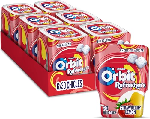 Orbit Fruity Refreshers Chicles Sin Azúcar en formato gragea en bote, (6x30 chicles)