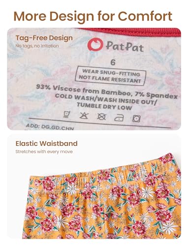 Image of PATPAT Toddler & Kids Pajama Sets with Bamboo Viscose, Snug Fit Pjs for Girls, All-Season Comfort Sleepwear, Ages 2-12 Years