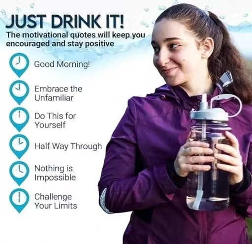 Image of EKAN 3 in 1 Motivational Water Bottles Set 2000 ml, 900 ml, 300 ml Large Capacity Sipper Bottles for School, Office, Home and Gym Use Leak-proof BPA-Free Water Bottles (Purple)