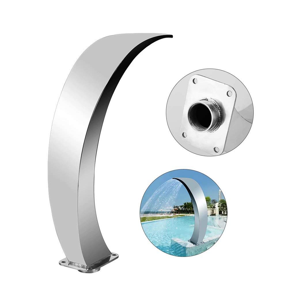 HANMIAO Stainless Steel Pool Fountain 4.1 x 13.8 inches, Garden Pool Waterfall for In Ground Pools Garden Outdoor Waterfalls Sheer Descent Pond Water Feature