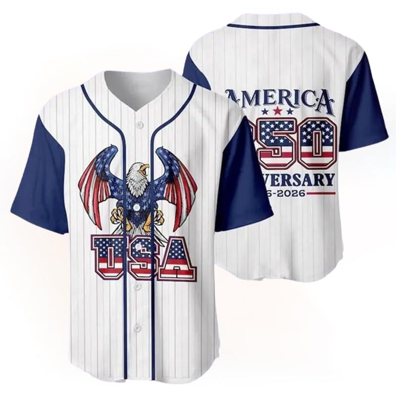 USA 250th Anniversary Baseball Jersey, USA Semiquincentennial Shirt, 2026 Patriotic Eagle Jersey, Freedom 4th of July Jersey