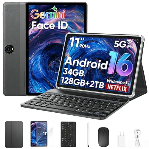 HNVHNV Android 16 Tablet 11 inch Tablets with Keyboard, 34GB+128GB+2TB Expand, 2.2 GHz Octa-Core,...