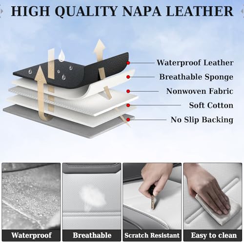 Image of Coverado Car Seat Covers, Front Covers for Cars, Car Seat Cover Front Seats, Automotive Seat Cover, Waterproof, Leather Car Seat Cushion, Universal Interior Covers Seat Protectors for Most Cars