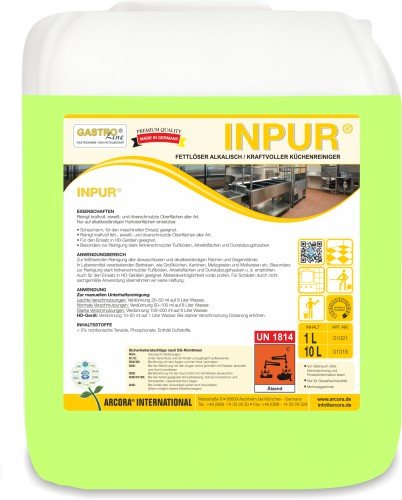 Arcora 01018 Inpur alcalinas desengrasante, potente limpiador de cocina – 10 litros