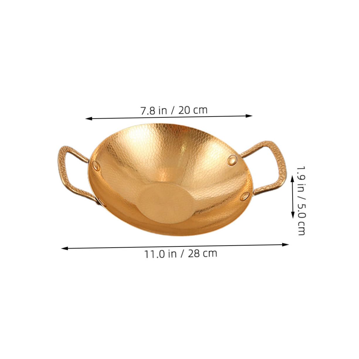 PRETYZOOM Stainless Steel Hammered Griddle Korean Wok Steel Handle Honeycomb Cookware