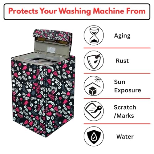 Image of Fully Automatic Top Load Washing Machine Cover for Samsung /IFB /LG /Godrej /Whirlpool /Bosch / 7 kg, 7.5 Kg (58 X 58 X 89 Cms),Waterproof & Dustproof Polyester, Flower Floral - FABKUM192