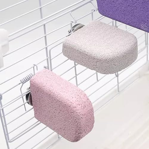 Image of Pet Teeth Grinding Stone and Perch, Bird Perch Stands, Natural Chewing Toys for Small Medium Birds Budgies Conures Cockatiels Rats (4 Colores, Small)
