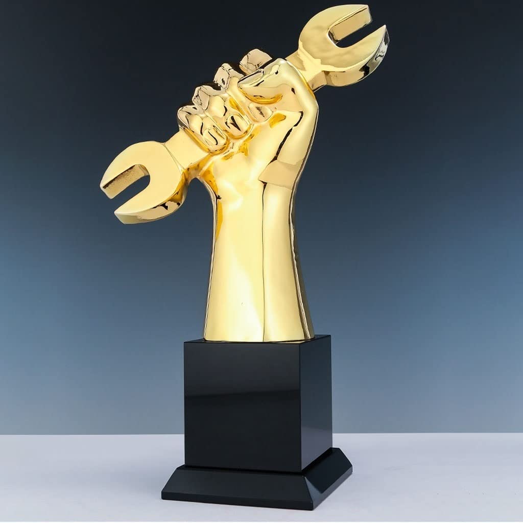 Metallfaustschlüssel Trophäe Technisches Rückgrat Award Gedenkwettbewerb Award Requisiten Freier Satz Und Schriftzug