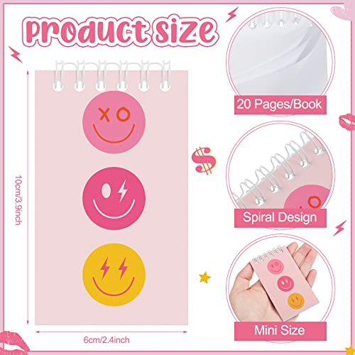 24 Pcs Mini Preppy Notebooks Aesthetic Spiral Pocket Notebook Pink Preppy Notepad Aesthetic Lightning Memo Pads For Kids Girls Teachers School Classroom Rewards Supplies, 2.36 X 3.94 Inch #TOP2