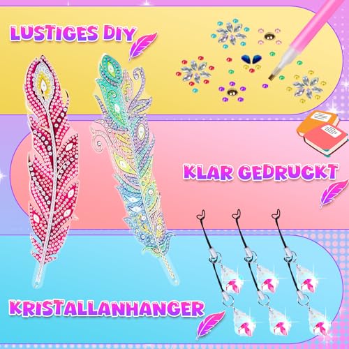 Jovicos Arts and Crafts Kits, Gift for Girls Age 7 8 9 10, DIY Diamond Art Kits with Crystal Pendant - Image 3