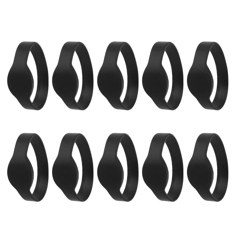 RFID Wristbands, 10pcs 13.56Mhz Silicone Wristband Waterproof IC Card Bracelet Access Control Band for Swimming Pool Sauna Fitness Clubs (Black)