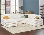Jocisland Oversized Sofa, U Shaped Sofa Couch with Storage Chaise, Sectional Sofa Couch with USB Ports & Cup Holder, Faux Fur White
