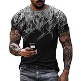 Muskelshirt Herren Modern Basic Stretch Herren T-Shirt Sommer Mode 3D Druck Rundhals Sportshirt Casual Komfortabel Wicking Breathable Herren Kurzarm TTA4-03 4XL