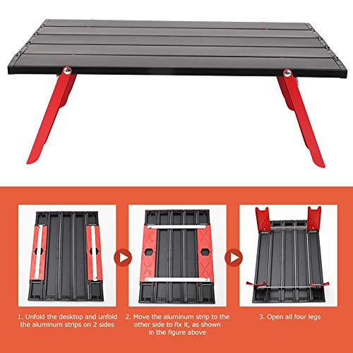 Folding Table, Mini Aluminum Alloy Picnic Table Lightweight Folding Table for Outdoor BBQ Backpacking Camping