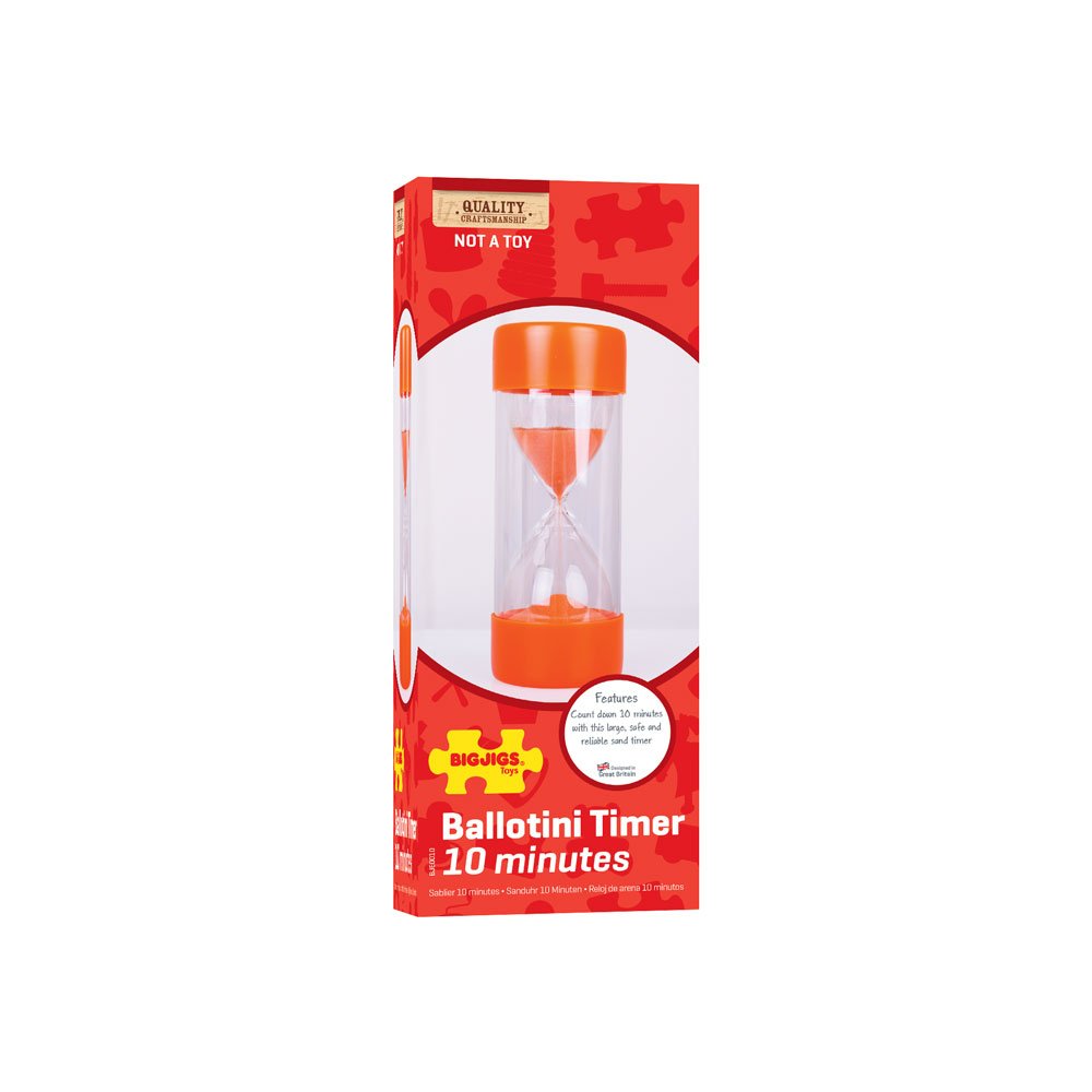 Bigjigs Toys 10 Minute Durable Ballotini Sand Timer Ideal for Home and Educational Purposes - Suitable for all ages