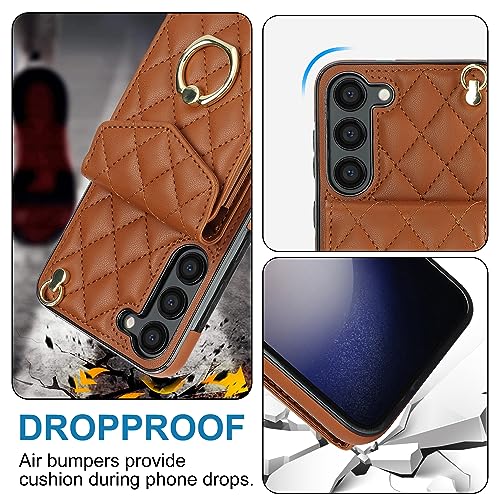 Étui en cuir synthétique marron de qualité supérieure pour Samsung Galaxy S24 FE