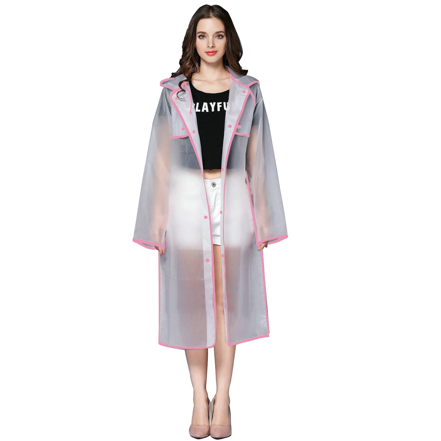 allextreme EVA Raincoats Transparent Reusable Water Resistant with Hood and Sleeves for Women Men Camping Rainy Season Travel-picture-49