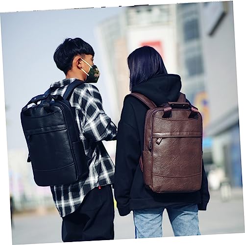 Sac à dos cuir PU noir pour étudiant et hommes en déplacements quotidiens