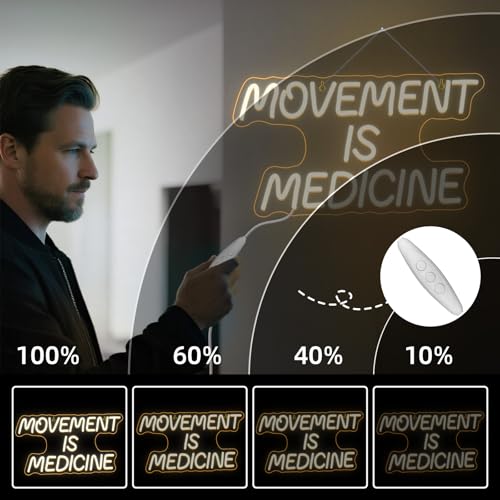 Image of Movement Is Medicine Neon Sign Gym Light Up Home Fitness Club LED Exercise Neon Signs for Wall Decor in Sports Room Party Bar LED Warm White Letters Sign in Home Gym Decor Art Gifts for Adult