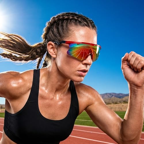 Image of FEISEDY Sunglasses for Men and Women, Polarized Large Retro Rimless Glasses TR90 Frame for Baseball, Cycling, Sports B4073