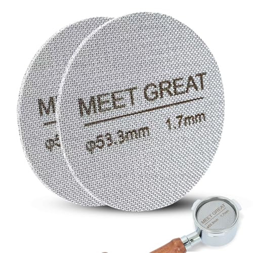 Meet Great- 2 Packs 53.3mm Espresso Puck Screen, 1.7mm Thickness 150&mu;m 316L Stainless Steel...