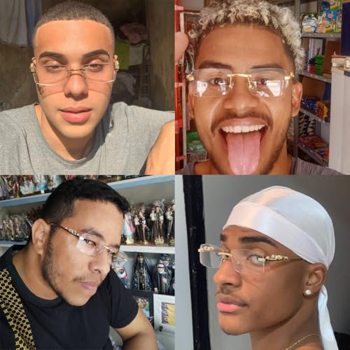 Image of JUDOO Rimless Rectangle Sunglasses for Men Women Fashion Hip hop Frameless Designer Shades Y2K Square Clear Glasses
