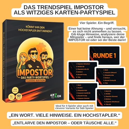 IMPOSTOR - Das Party-Wortspiel - Classic-Edition | Imposter Kartenspiel | Könnt ihr den Hochstapler enttarnen? | Partyspiel-e | Gesellschaftsspiel-e für die Familie, Freunde & Erwachsene | Geschenk-e – Bild 7