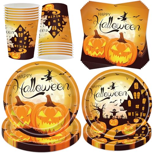 50 Stück Halloween Partygeschirr Set,Halloween Geschirr,Gruseliges...