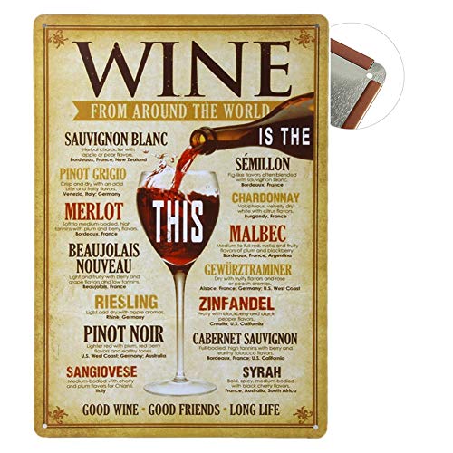 Cartel de chapa Vintage Placas Decorativas Póster Metal Pared Decoración de Arte para Cafe Bar Restaurante Pub Cocina, Serie de Cerveza (Wine)