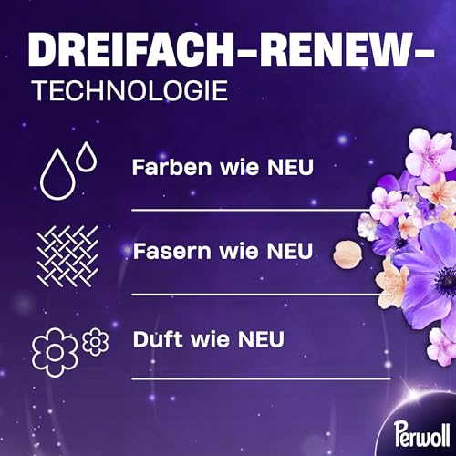 Perwoll Blütenmeer Waschmittel (27 Waschladungen), Feinwaschmittel reinigt sanft und erneuert dunkle Farben und Fasern, mit Dreifach-Renew-Technologie und verführerischem Duft