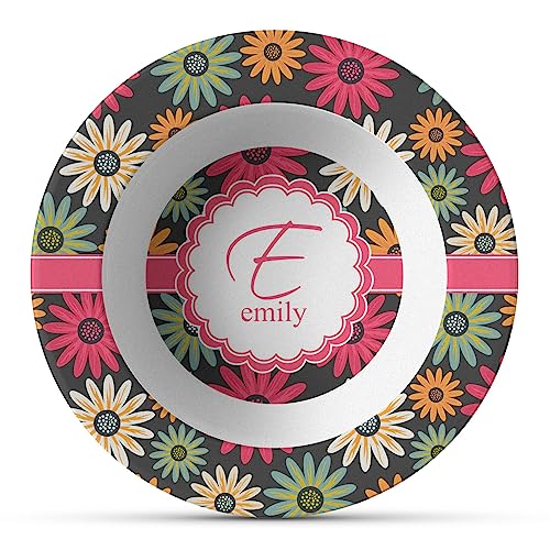 Personalized Daisies Plastic Bowl - Microwave Safe - Composite Polymer
