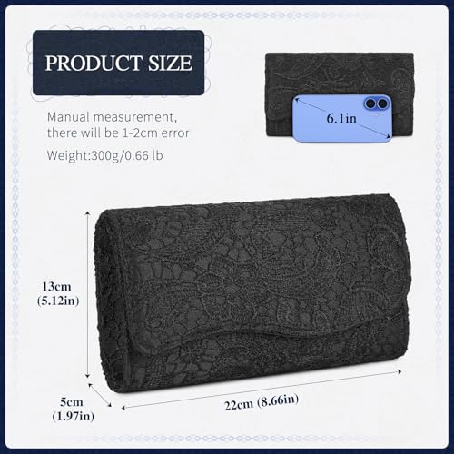 Image of UBORSE Evening Bag Lace Clutch Purse for Women Formal Elegant Envelope Wedding Party Cocktail Crossbody Shoulder Bag