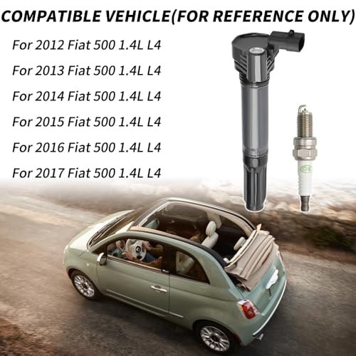 Image of 4 PCS Ignition Coils Pack UF649 68070492AB with Iridium Spark Plugs Compatible with 2012-2017 Fiat 500 1.4L L4