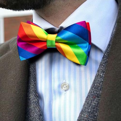 Image of YOHOWA Paisley Striped Men Bow Tie Pre-Tied Formal Adjustable Colorful Bowties Handkerchief Cufflinks Set Wedding Party